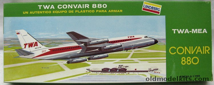 Lindberg 1/189 Convair 880 Airliner - TWA or MEA (Middle East Airlines Lebanon) - Mexican Issue, 409 plastic model kit